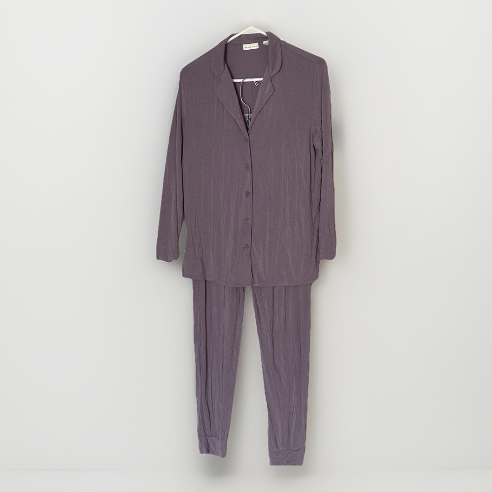 Van Winkle Pajama Set Womens Small Purple Shirt Jogger Pants 2 Pc Jersey‎